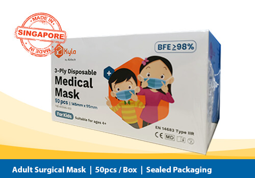 Kyla Kids Medical Grade Surgical Mask with sealed packaging