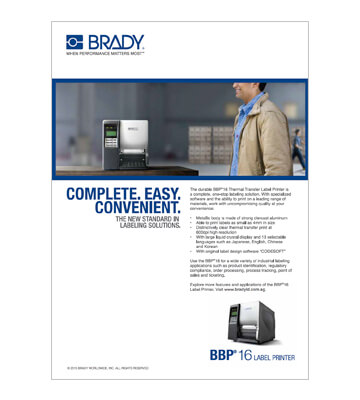 Brady BBP16 Catalogue