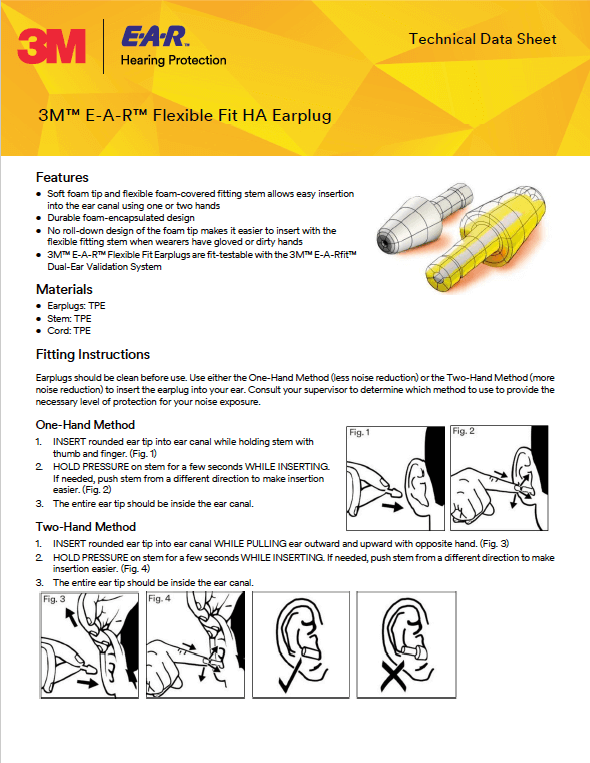 3M Flexible EarPlug Fit Technical Datasheet