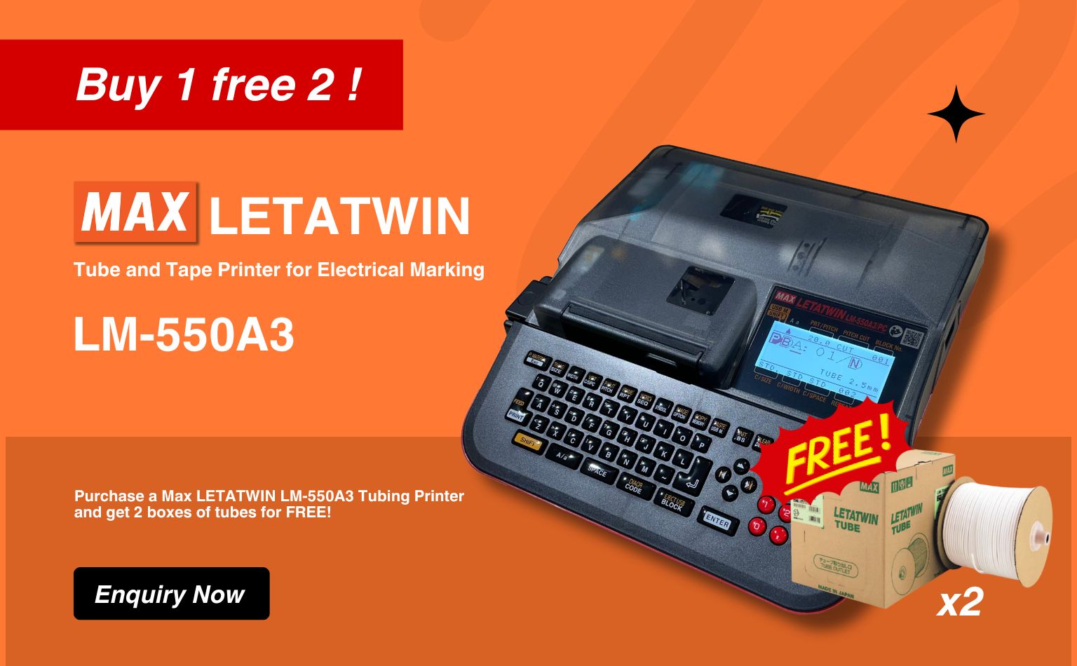 Max Letatwin LM-550A3 Tube and Tape Printer